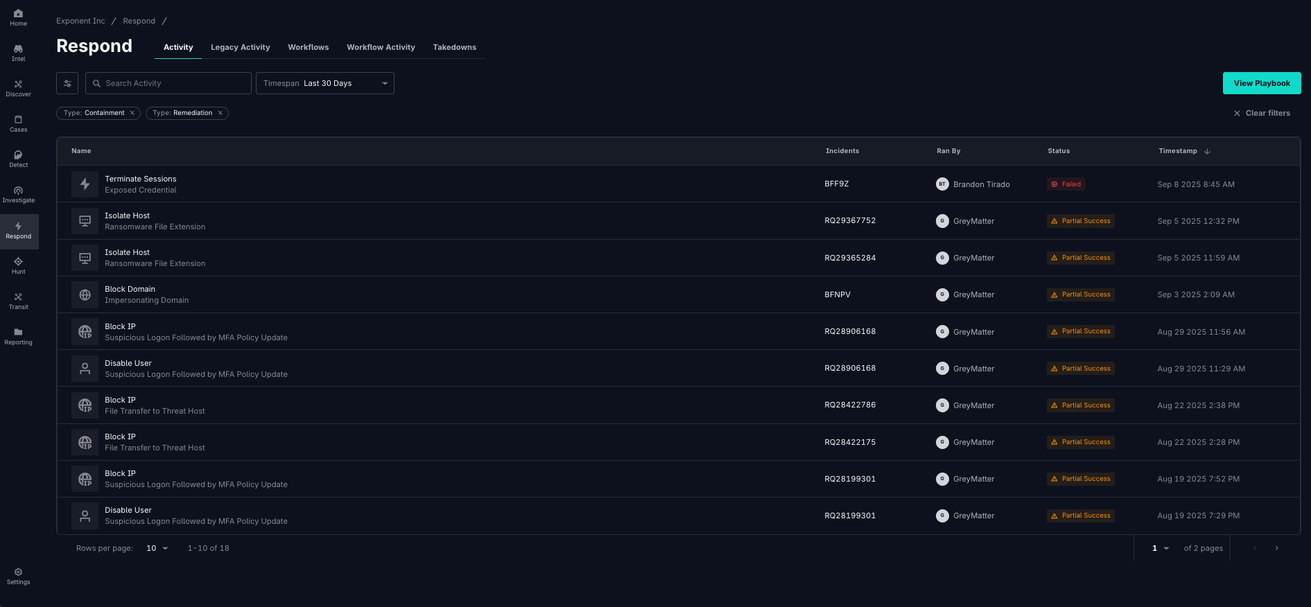 GreyMatter Respond Page Screenshot